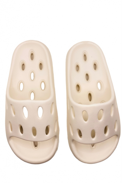 Papuci pentru adulti, Tecos, marime 36-37, alb, foarte usori, talpa anti-alunecare si cu gauri, 24 centimetri [2]