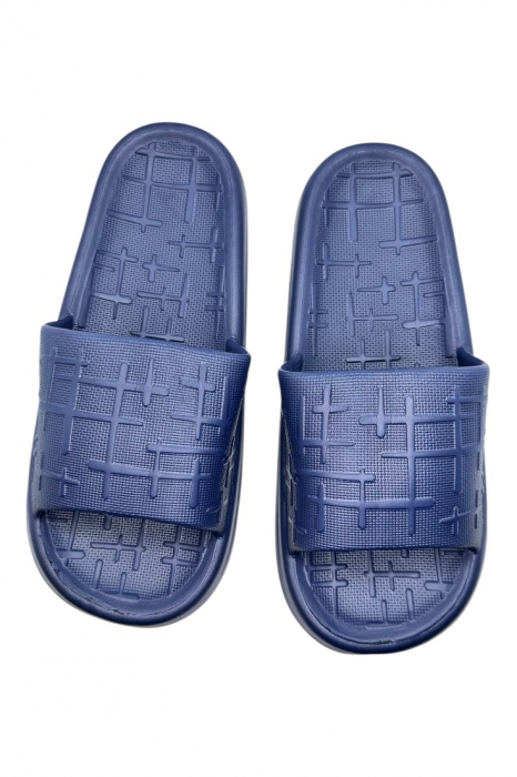 Papuci pentru barbati, Tecos®, albastru, marime 40-41, 25.5 centimetri, ultra confortabili, antiderapanti, ideali pentru interior si exterior, model LINE [6]