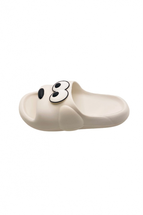 Papuci pentru dama, Tecos, marime 35-36, alb, foarte usori, talpa anti-alunecare, imprimeu amuzant 3D, 23 centimetri [2]