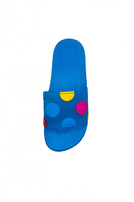 Papuci piscina sau plaja pentru dama, albastru cu buline colorate, marime 36, 23.5 centimetri [4]