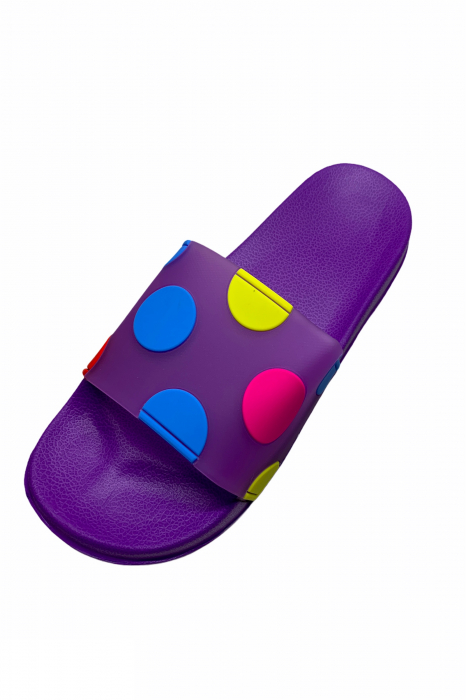 Papuci piscina sau plaja pentru dama, mov cu buline colorate, marime 41 [5]