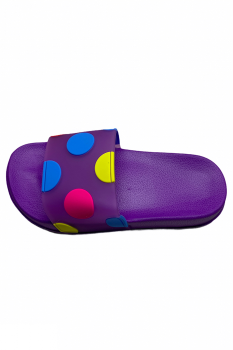 Papuci piscina sau plaja pentru dama, mov cu buline colorate, marime 41 [2]