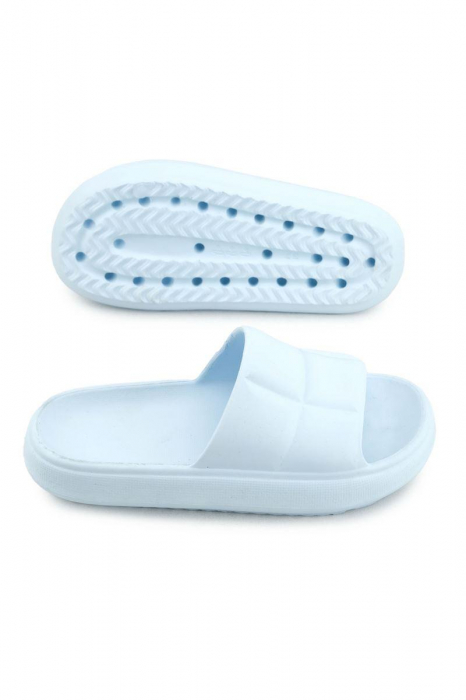 Papuci tip cloud pentru femei, Tecos®, marime 36, albastru, 23 centimetri, realizati din material EVA moale și durabil, ideali pentru casă, duș, plajă sau grădină [2]