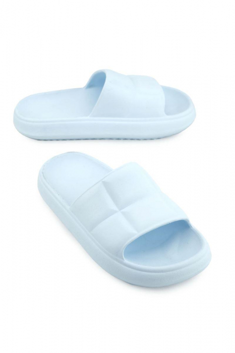 Papuci tip cloud pentru femei, Tecos®, marime 36, albastru, 23 centimetri, realizati din material EVA moale și durabil, ideali pentru casă, duș, plajă sau grădină [1]