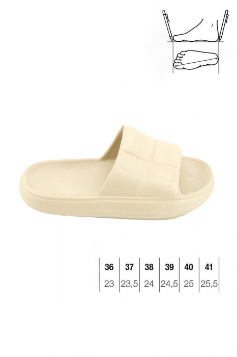 Papuci tip cloud pentru femei, Tecos®, marime 36, bej, 23 centimetri, realizati din material EVA moale și durabil, ideali pentru casă, duș, plajă sau grădină [5]