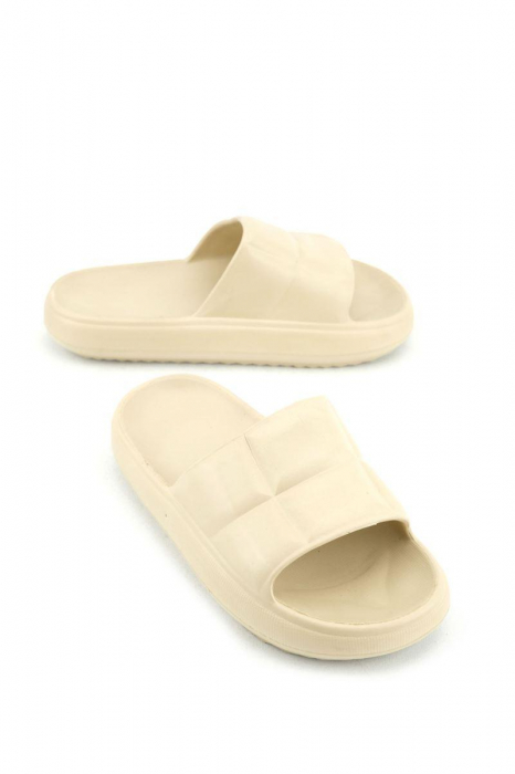 Papuci tip cloud pentru femei, Tecos®, marime 36, bej, 23 centimetri, realizati din material EVA moale și durabil, ideali pentru casă, duș, plajă sau grădină [1]