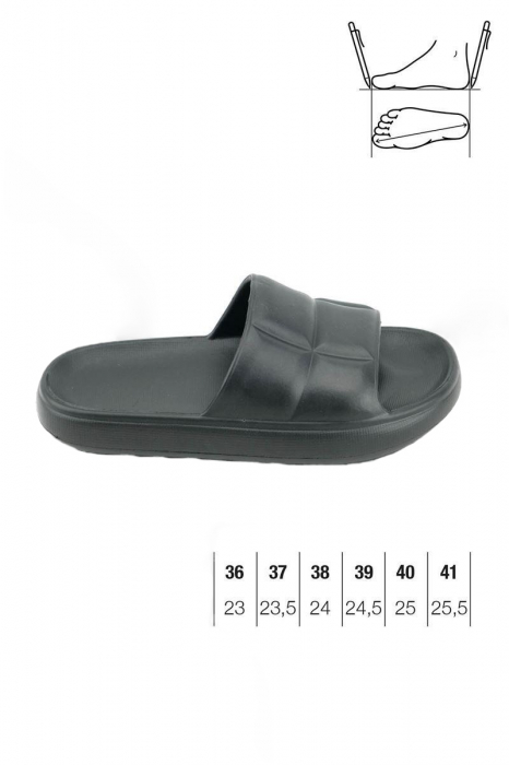 Papuci tip cloud pentru femei, Tecos®, marime 36, negru, 23 centimetri, realizati din material EVA moale și durabil, ideali pentru casă, duș, plajă sau grădină [2]