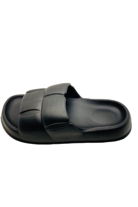 Papuci usori pentru plaja sau piscina, model pufos, negru, mărime 36-37, 24 centimetri [2]