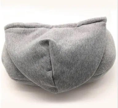 Perna de voiaj pentru gat cu gluga, Cracos, anatomica, spuma de memorie cu husa detasabila, accesoriu de calatorie, birou sau masina, 30x28 cm, gri [3]