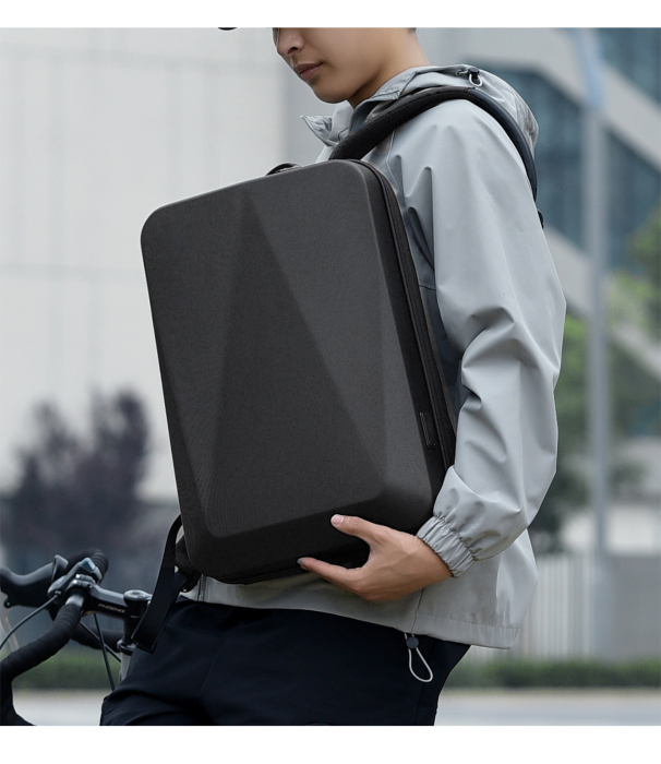 Rucsac business antifurt pentru laptop 15.6", Cracos®, carcasa dura impermeabila, cu port de incarcare USB, 45X9X30 cm, expandabila cu 6 cm, negru [4]