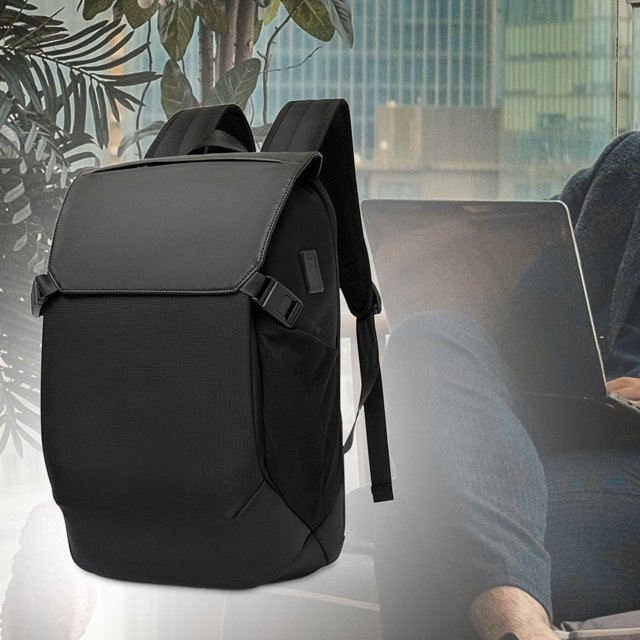 Rucsac unisex business pentru laptop, Cracos® 15.6”, port USB, 45x16x32 cm, negru [5]