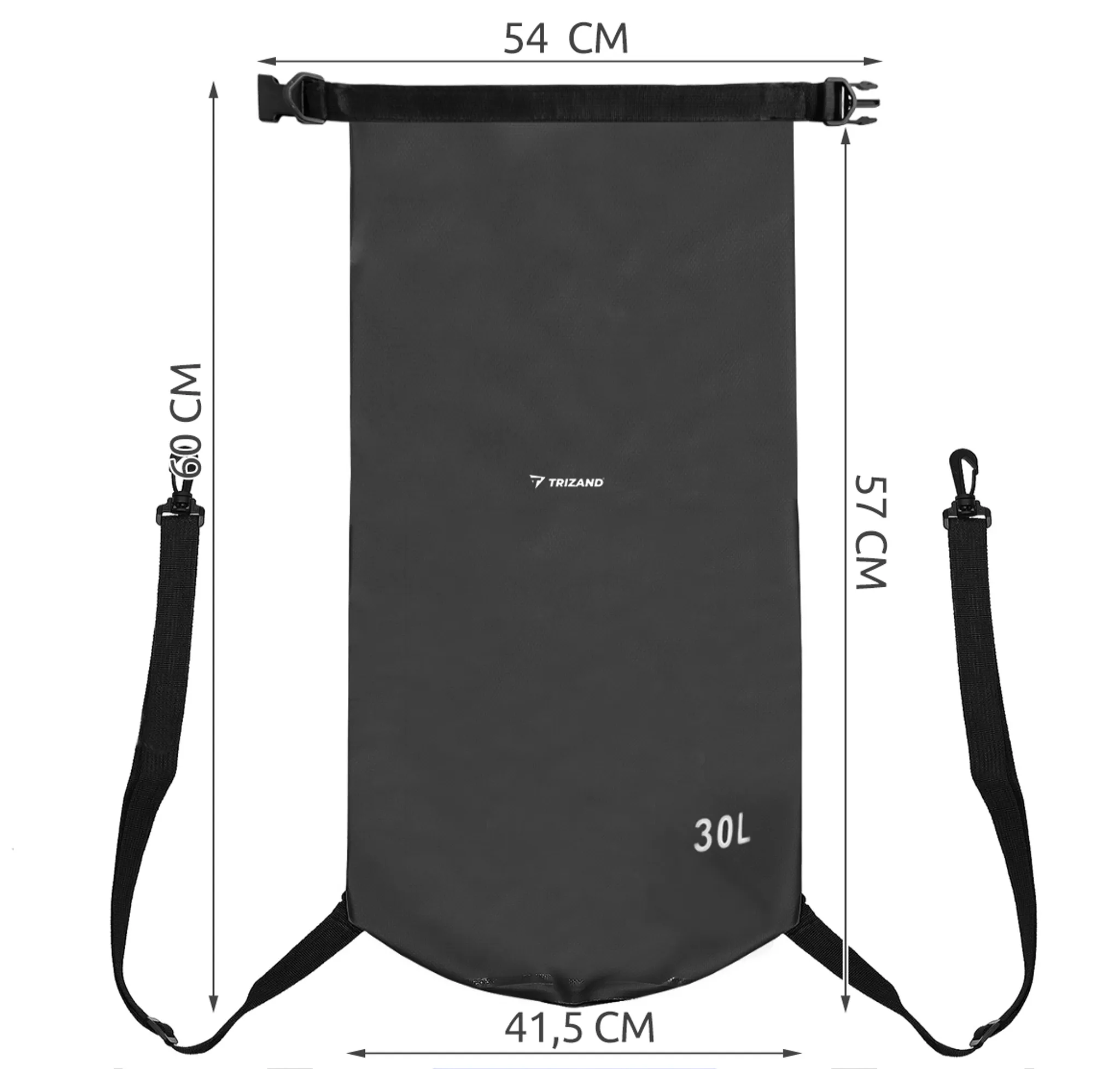 Rucsac impermeabil DryBag Tecos 30L negru pentru drumeții și sporturi nautice [6]