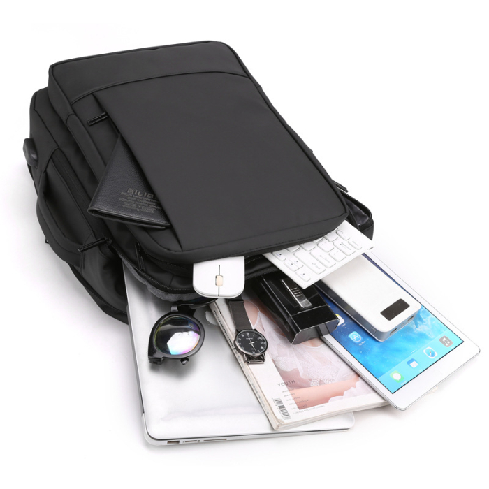 Rucsac extensibil Cracos 40x30x20 cm – compartimente multiple și port USB lateral [4]