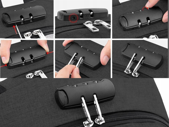 Rucsac laptop antifurt Cracos 44x32x12 hard shell fata port USB compartimente multiple [8]