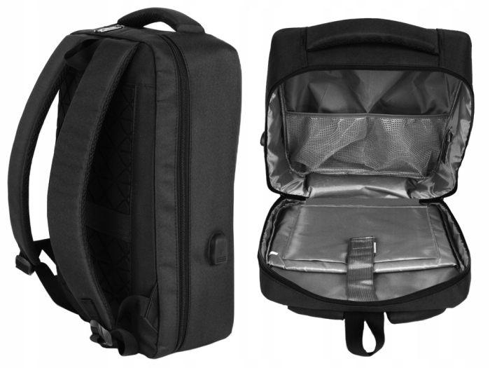 Rucsac laptop antifurt Cracos 44x32x12 hard shell fata port USB compartimente multiple [7]