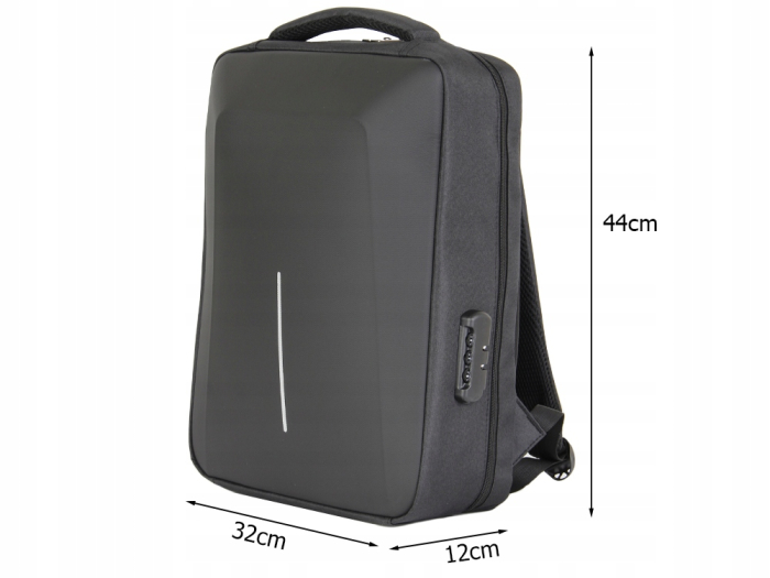 Rucsac laptop antifurt Cracos 44x32x12 hard shell fata port USB compartimente multiple [4]