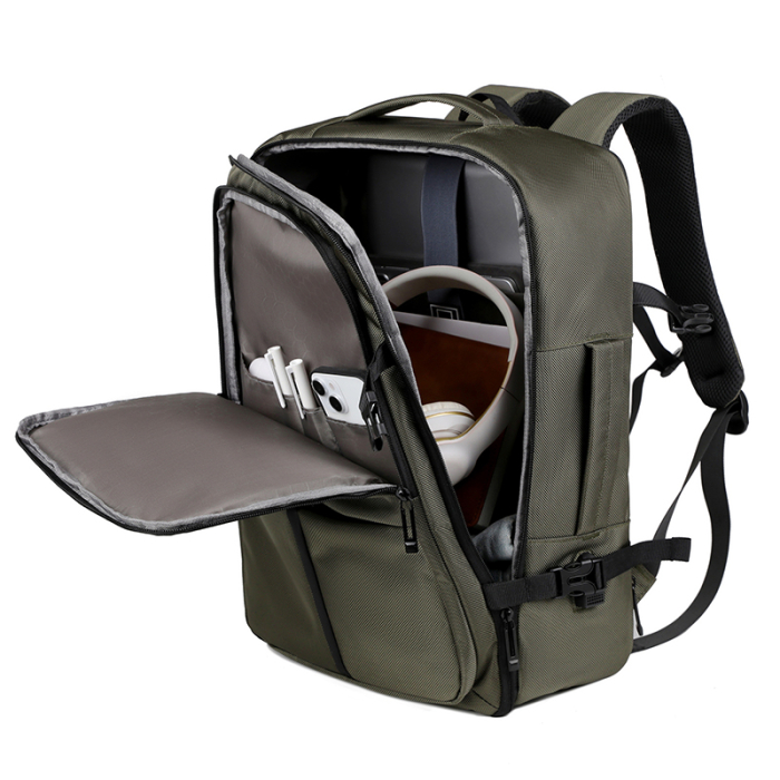 Rucsac Extensibil Laptop Cracos Verde 45x31x18-25 cm Capacitate 36-55L Impermeabil [5]