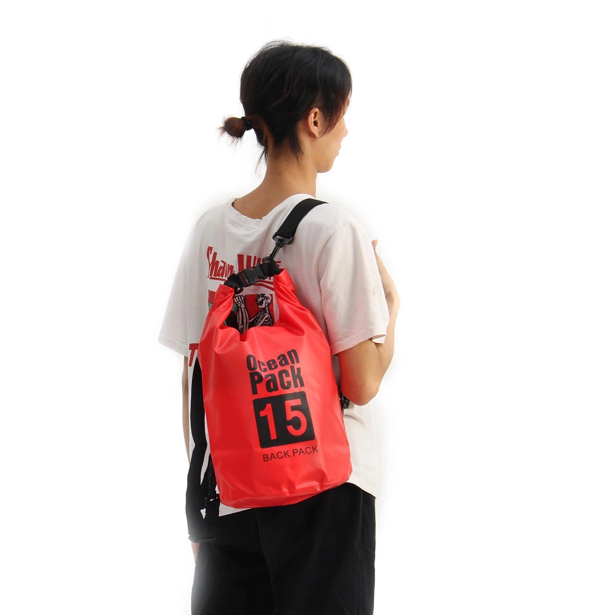 Rucsac impermeabil de tip drybag, Tecos, capacitate 15 L, roșu, pentru activități de exterior [4]