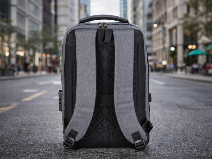 Rucsac laptop antifurt Cracos 44x32x12 hard shell fata port USB compartimente multiple [7]