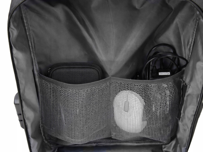 Rucsac laptop antifurt Cracos 44x32x12 hard shell fata port USB compartimente multiple [9]