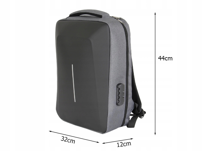 Rucsac laptop antifurt Cracos 44x32x12 hard shell fata port USB compartimente multiple [4]