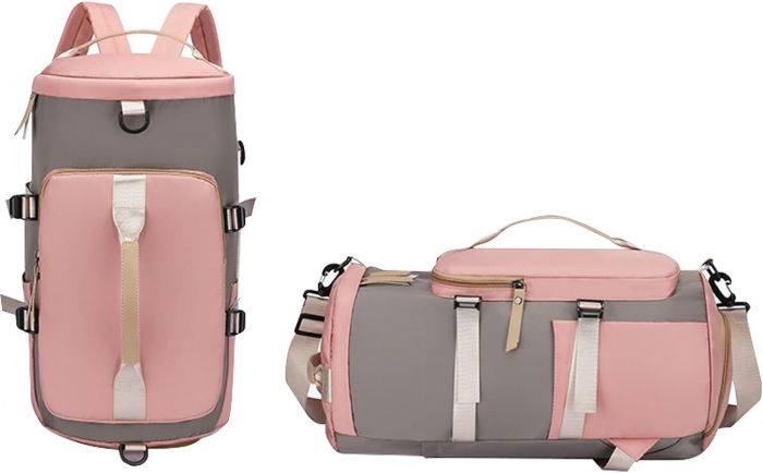 Rucsac multifunctional, Cracos, dimensiuni 45x25x26 centimetri, compartiment pentru incaltaminte si accesorii umede, capacitate 35L, roz [7]