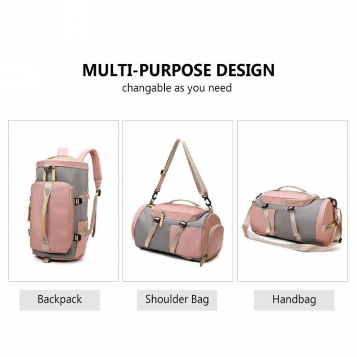Rucsac multifunctional, Cracos, dimensiuni 45x25x26 centimetri, compartiment pentru incaltaminte si accesorii umede, capacitate 35L, roz [11]