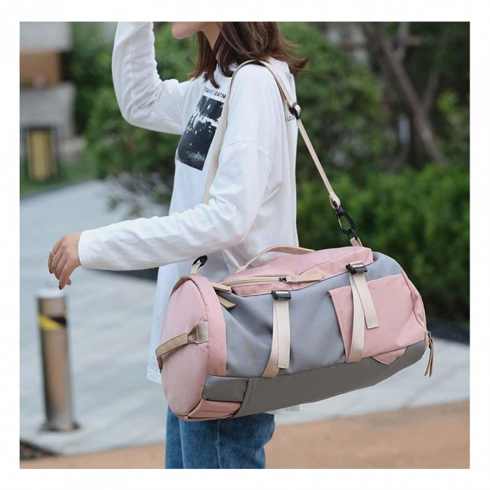 Rucsac multifunctional, Cracos, dimensiuni 45x25x26 centimetri, compartiment pentru incaltaminte si accesorii umede, capacitate 35L, roz [6]