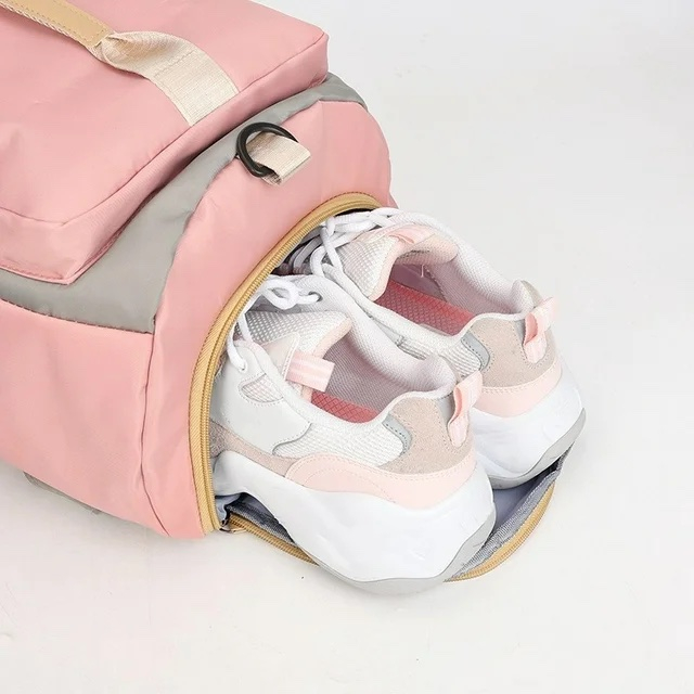 Rucsac multifunctional, Cracos, dimensiuni 45x25x26 centimetri, compartiment pentru incaltaminte si accesorii umede, capacitate 35L, roz [4]