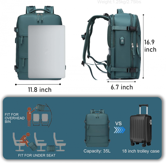 Rucsac multifuncțional Cracos verde 45x35x20 cm [7]