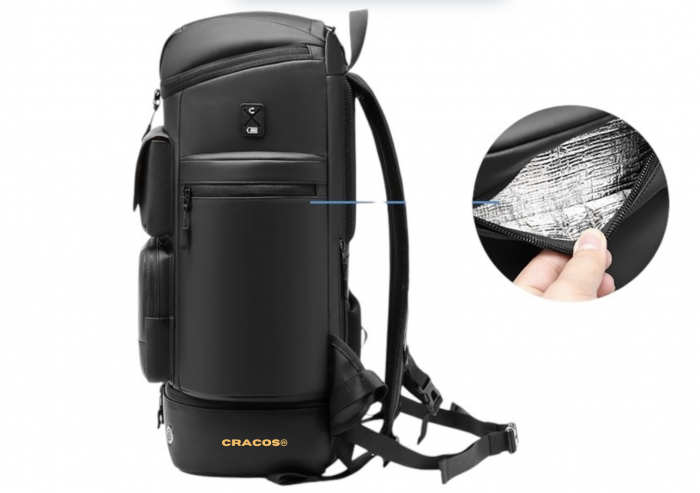 Rucsac Multifuncțional Premium Cracos, 30L, Negru – Port USB, Compartimente Laptop & Încălțăminte [5]