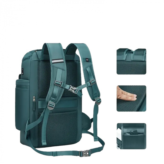 Rucsac Multifuncțional Premium Cracos, 30L, Verde – Port USB, Compartimente Laptop & Încălțăminte [8]