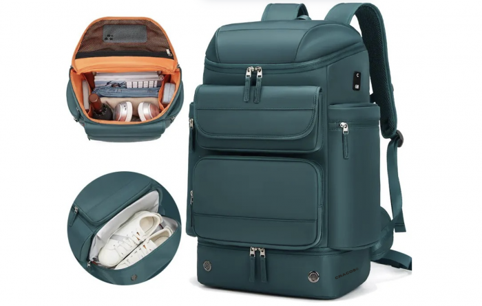 Rucsac Multifuncțional Premium Cracos, 30L, Verde – Port USB, Compartimente Laptop & Încălțăminte [3]
