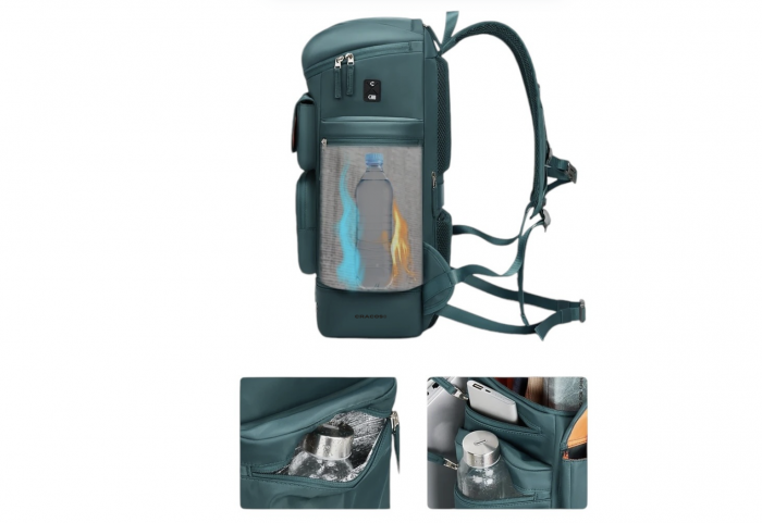 Rucsac Multifuncțional Premium Cracos, 30L, Verde – Port USB, Compartimente Laptop & Încălțăminte [9]