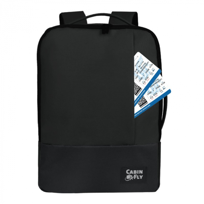 Rucsac pentru calatorii CabinFly Bellanca, poliester, negru, 40x30x10cm, extensibil pana la 40x30x15 cm, ideal ca bagaj de mana Lufthansa sau AirFrance [6]