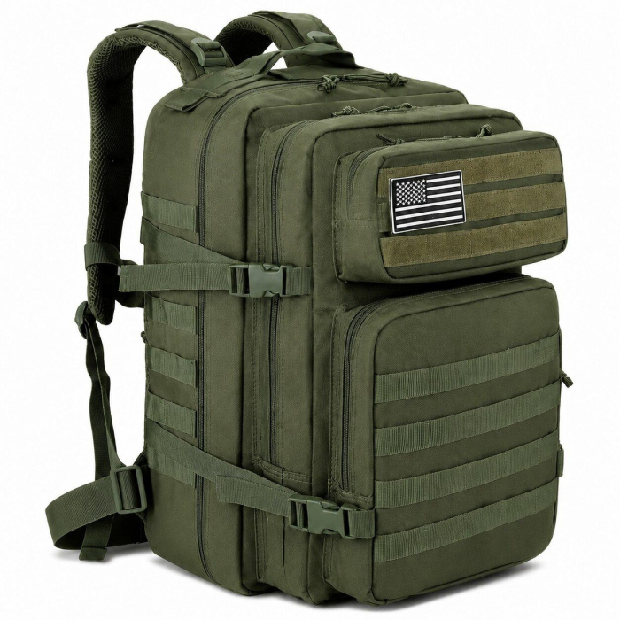 Rucsac tactic militar Cracos 45L verde 55x30x26 cm cu sistem MOLLE si compartimente multiple [2]