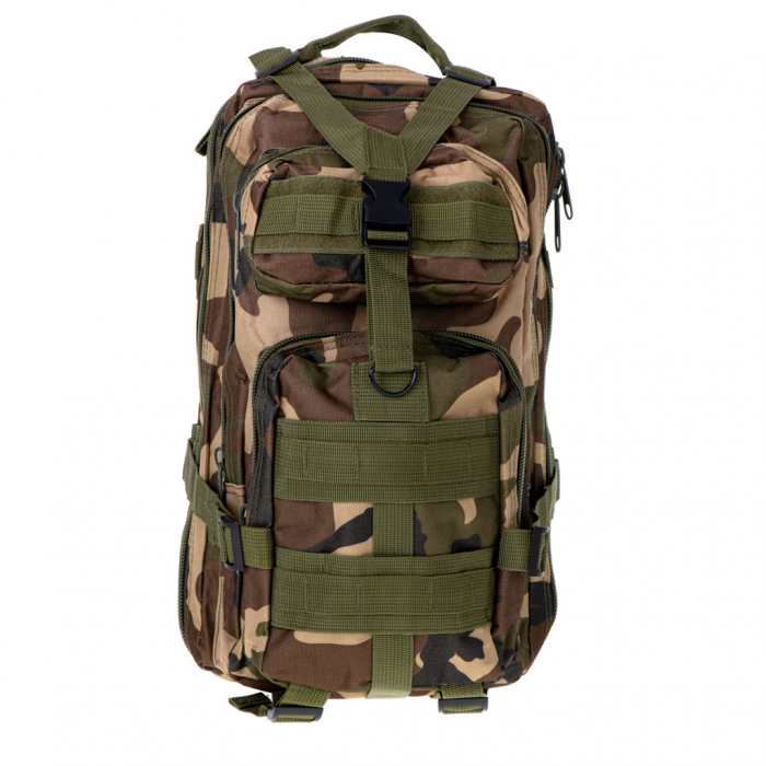 Rucsac tactic militar, Cracos®, dimensiuni 45x22.5x21.5cm, verde camuflaj, ideal pentru drumetii, activitati in natura sau expeditii [10]