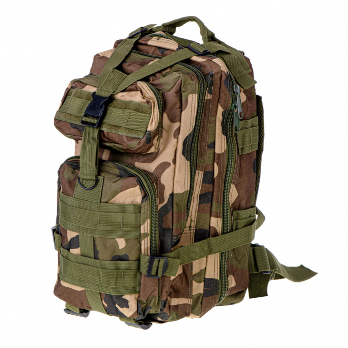 Rucsac tactic militar, Cracos®, dimensiuni 45x22.5x21.5cm, verde camuflaj, ideal pentru drumetii, activitati in natura sau expeditii [2]