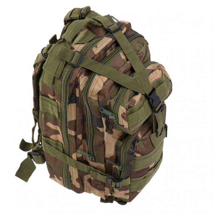 Rucsac tactic militar, Cracos®, dimensiuni 45x22.5x21.5cm, verde camuflaj, ideal pentru drumetii, activitati in natura sau expeditii [6]
