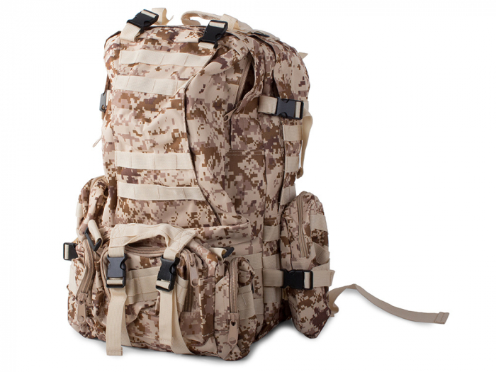 Rucsac tactic militar, Cracos®, dimensiuni 50x55x20cm, 45L, bej, ideal pentru drumetii, activitati in natura sau expeditii [2]