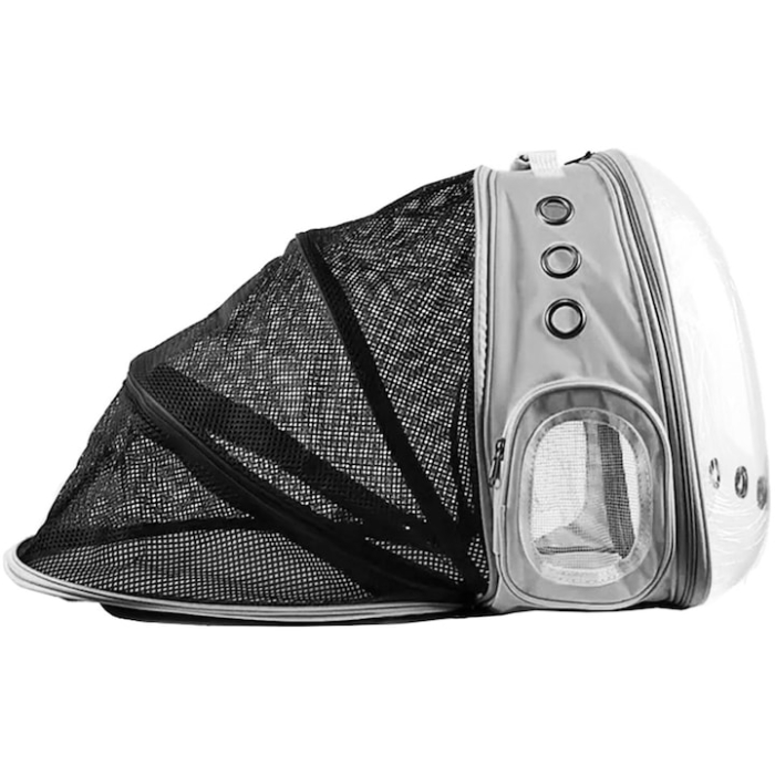 Rucsac transport pisici și animale mici până la 7 kg – gri, cu partea extensibilă [2]