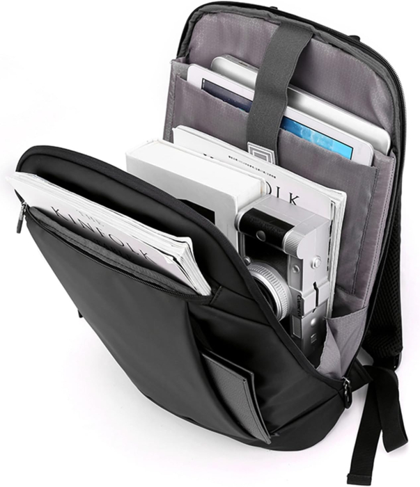 Rucsac Ultraslim Laptop Cracos Negru 40x29x10 cm 24L Rezistent la Apă [8]