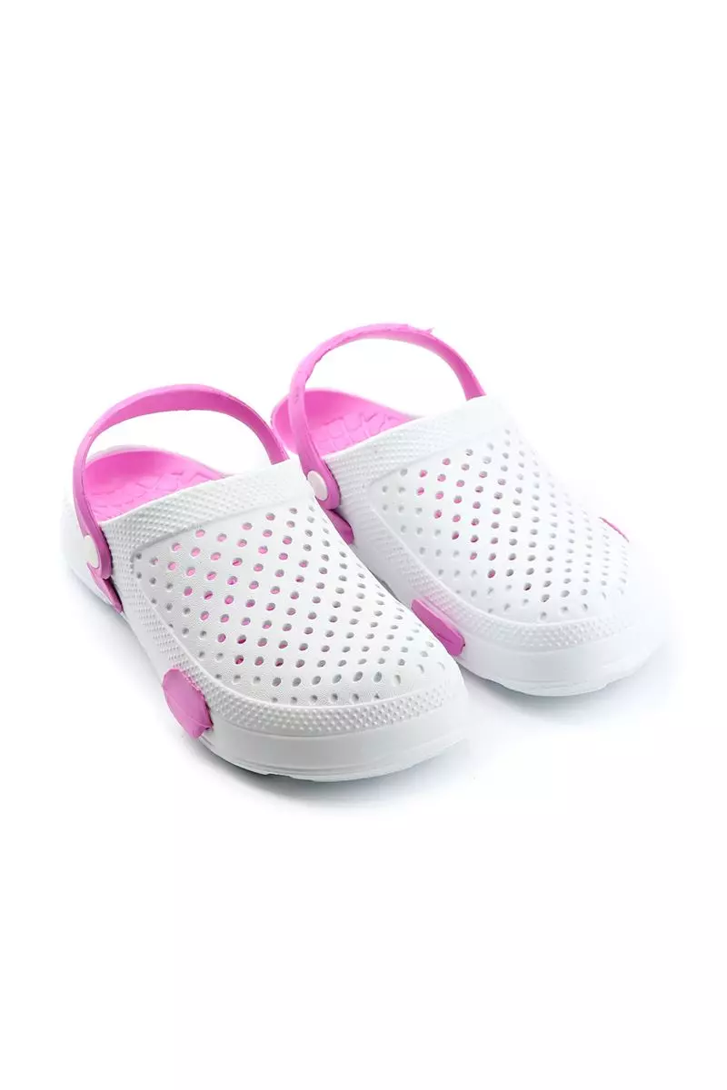 Saboti de gradina pentru dama din material EVA, alb cu roz, marime 36, cu gauri pentru circulatia aerului, foarte usori, 23.5 centimetri [2]
