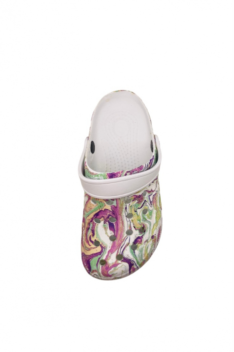 Saboti de gradina pentru dama din material EVA, Tecos, camuflaj alb, marime 36, cu gauri pentru circulatia aerului, foarte usori, 24 centimetri [5]