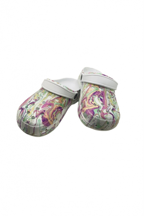 Saboti de gradina pentru dama din material EVA, Tecos, camuflaj alb, marime 36, cu gauri pentru circulatia aerului, foarte usori, 24 centimetri [7]