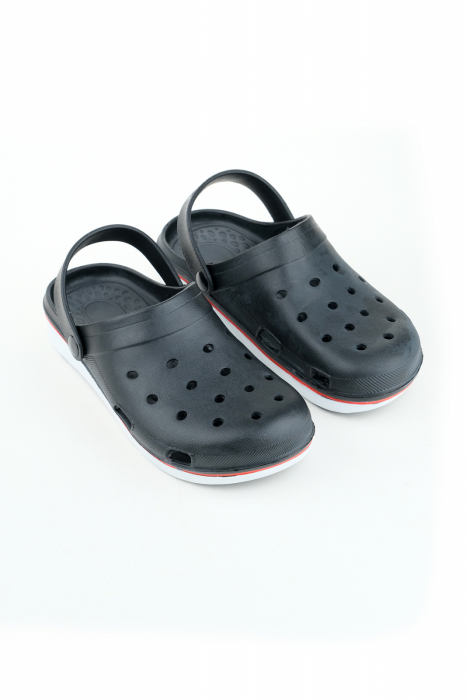 Saboti de gradina sau medicali pentru bărbați, Tecos, din material EVA, negri, marime 41, cu gauri pentru circulatia aerului, foarte usori, 26.5 centimetri [6]