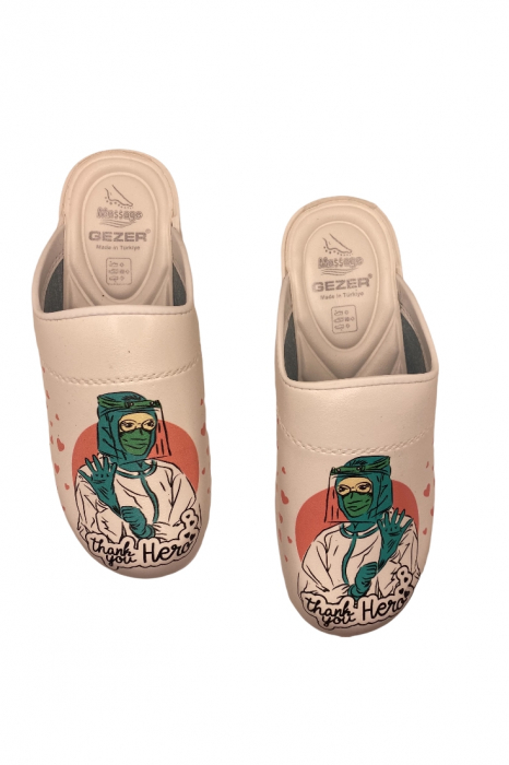 Saboti medicali, albi cu imprimeu medical, marime 36 [6]