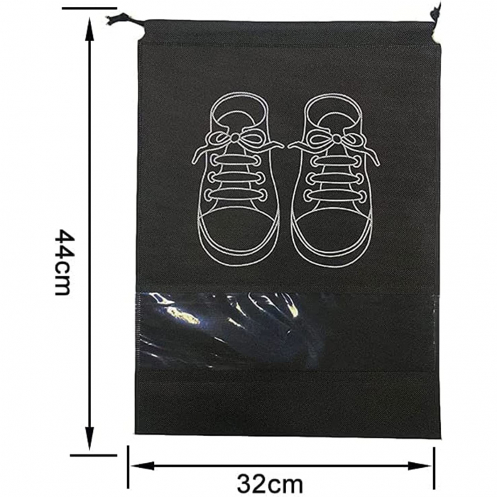 Săculeț pentru depozitarea sau transportul încălțămintei, Tecos, negru, dimensiuni 44x32 centimetri, impermeabil, rezistent la praf, 1 bucata [7]