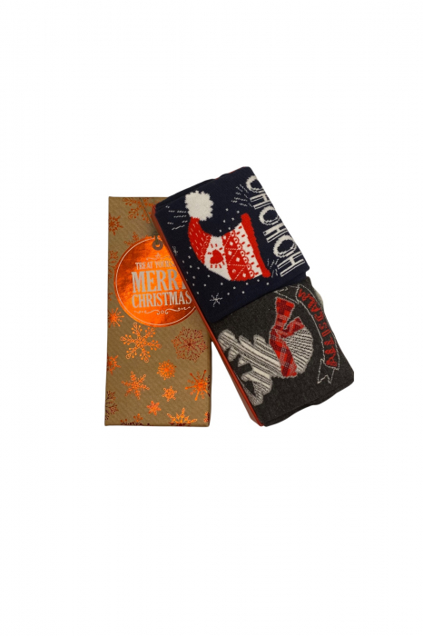 Set 2 Perechi Sosete Multicolore cu Model de Craciun, marime 41-44 , 2 modele diferite [5]