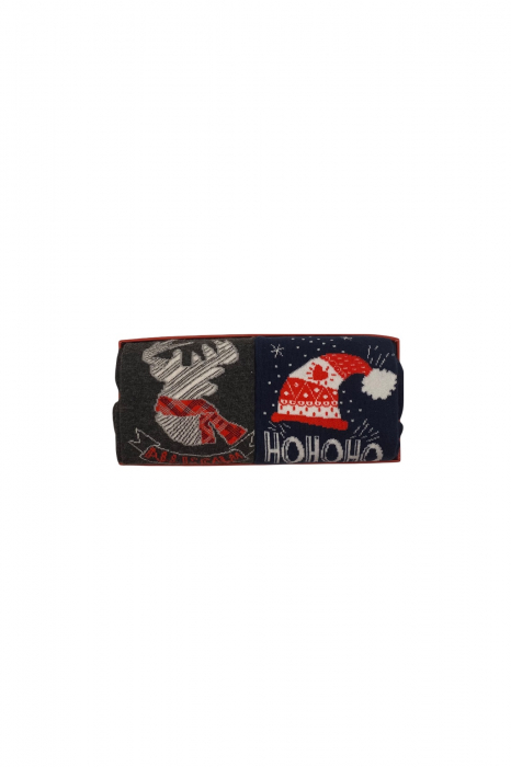 Set 2 Perechi Sosete Multicolore cu Model de Craciun, marime 41-44 , 2 modele diferite [2]